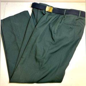 U.S. Serge Army Green AG-489 Poly Wool Trousers Dress Pants Size 35R Belted